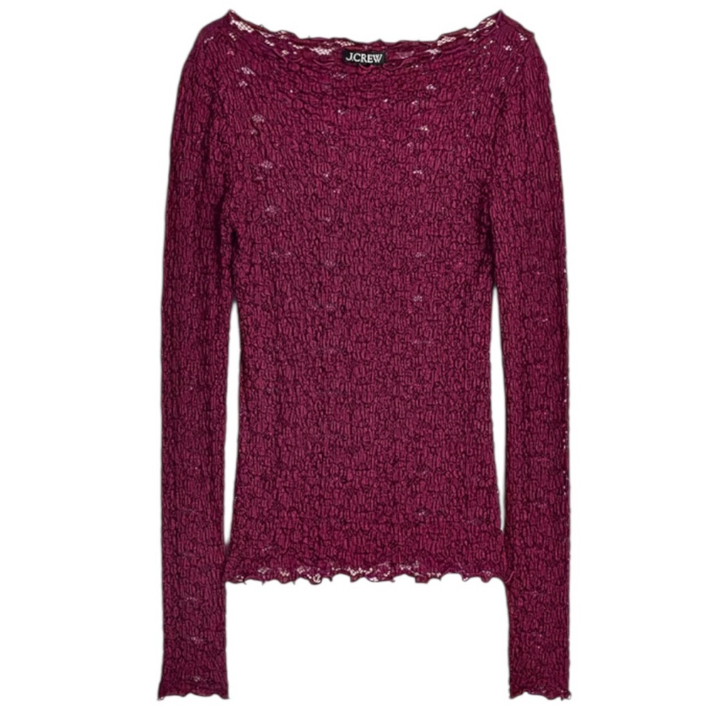 J. Crew Women's Boatneck Lace Top in Mulberry SZ Small NWT